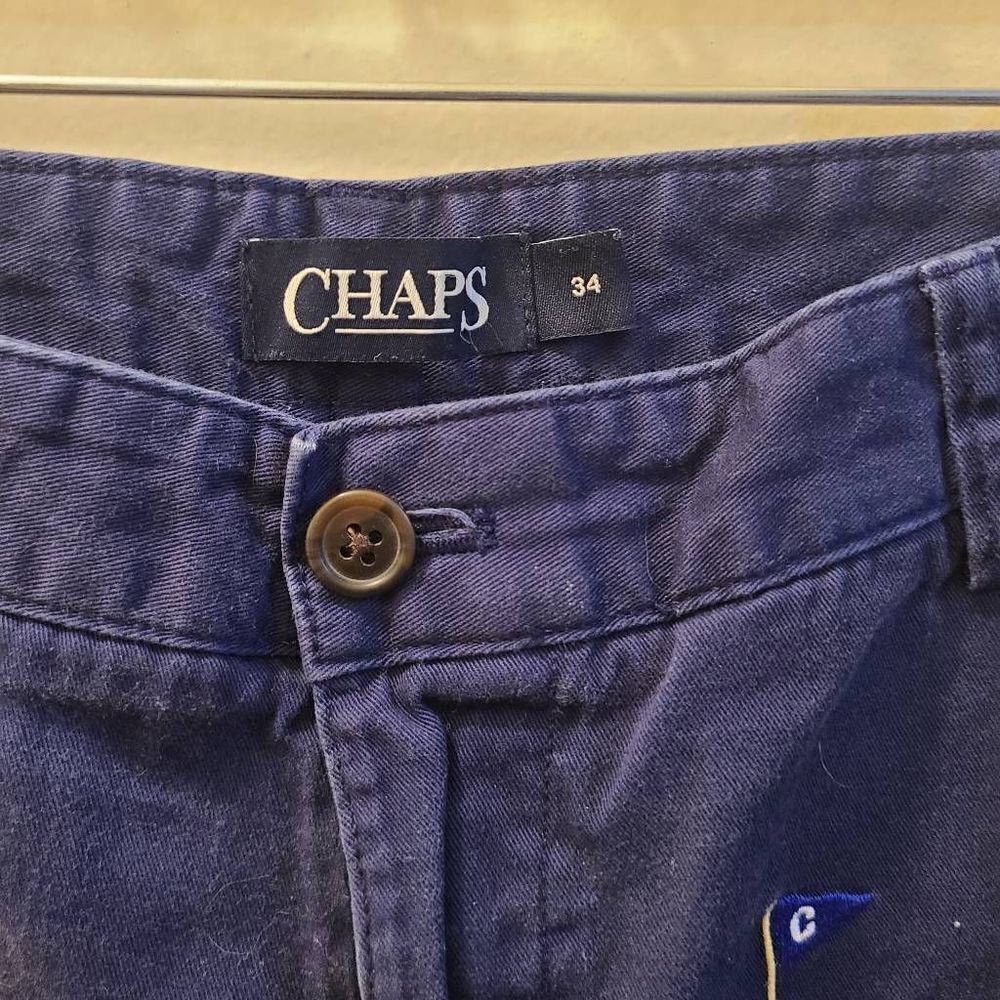 Men Chaps Blue Shorts wirh embroidered flags size 34 - Picture 2 of 6